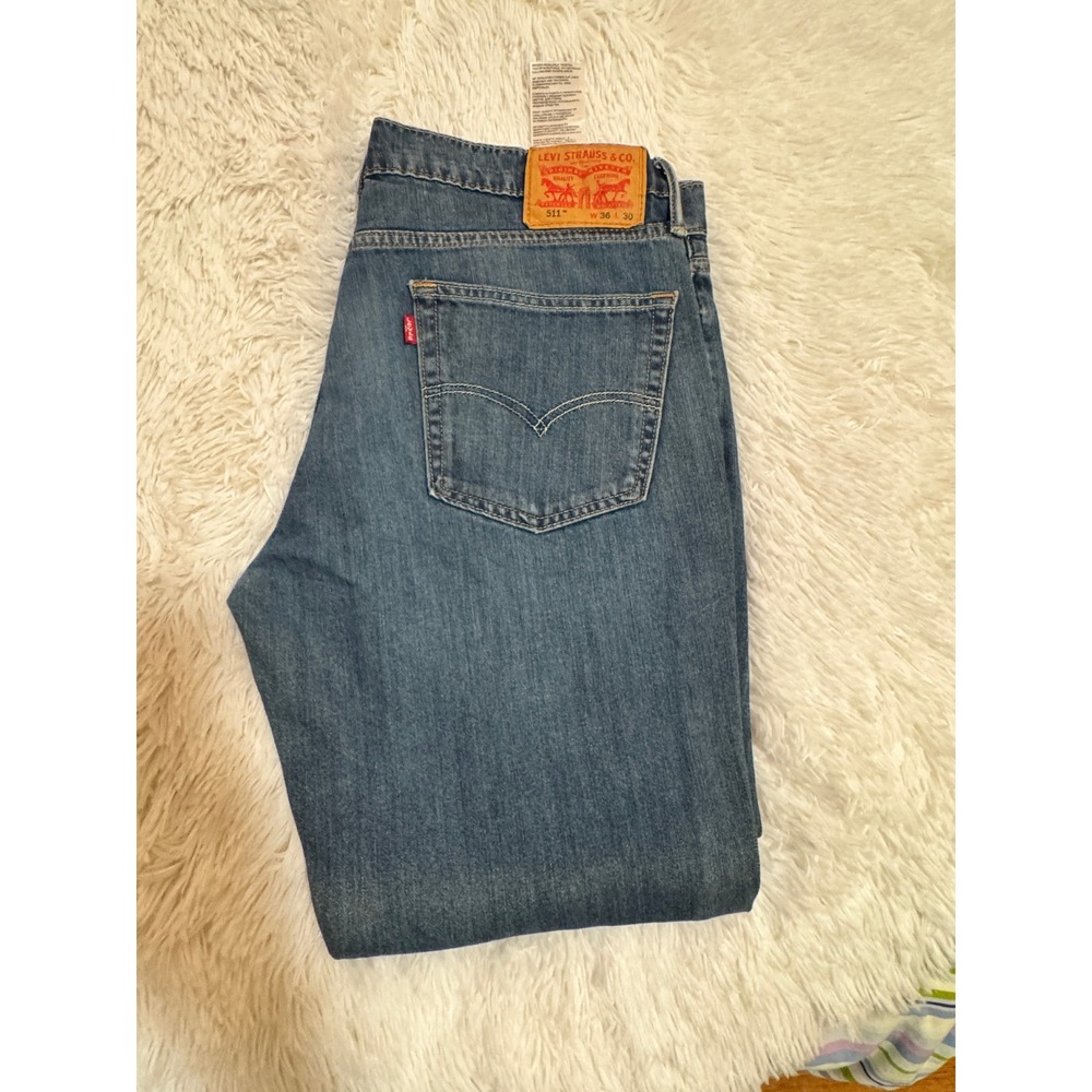 Levi Strauss 511 Slim Fit Jeans Blue Denim Medium Wash W36 L30 Mens Pants